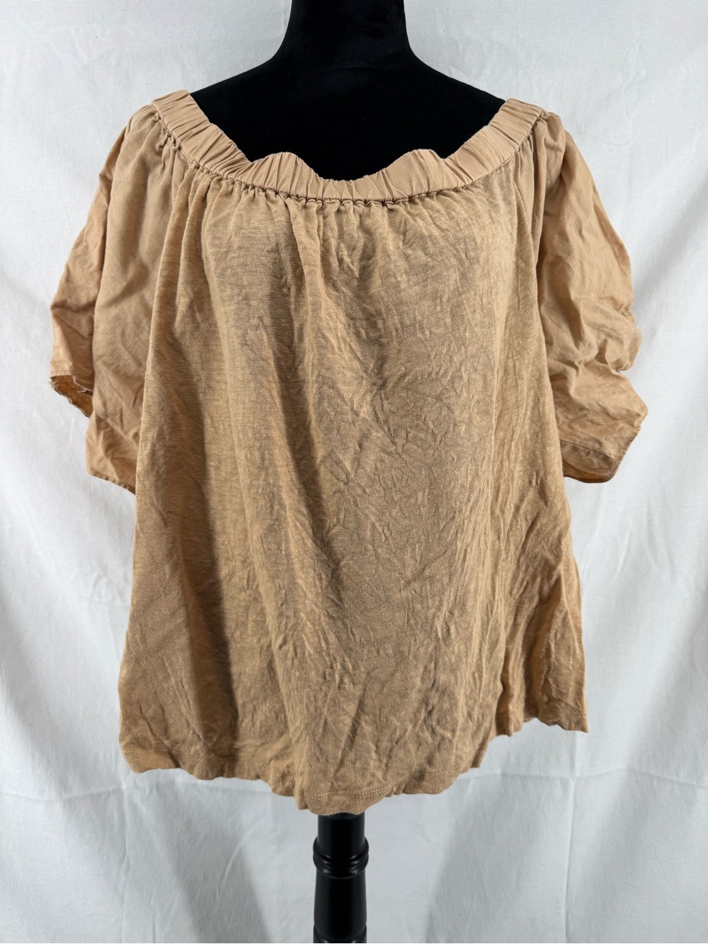 Chico's Tan Off-Shoulder Peasant Tunic - Picture 2 of 7
